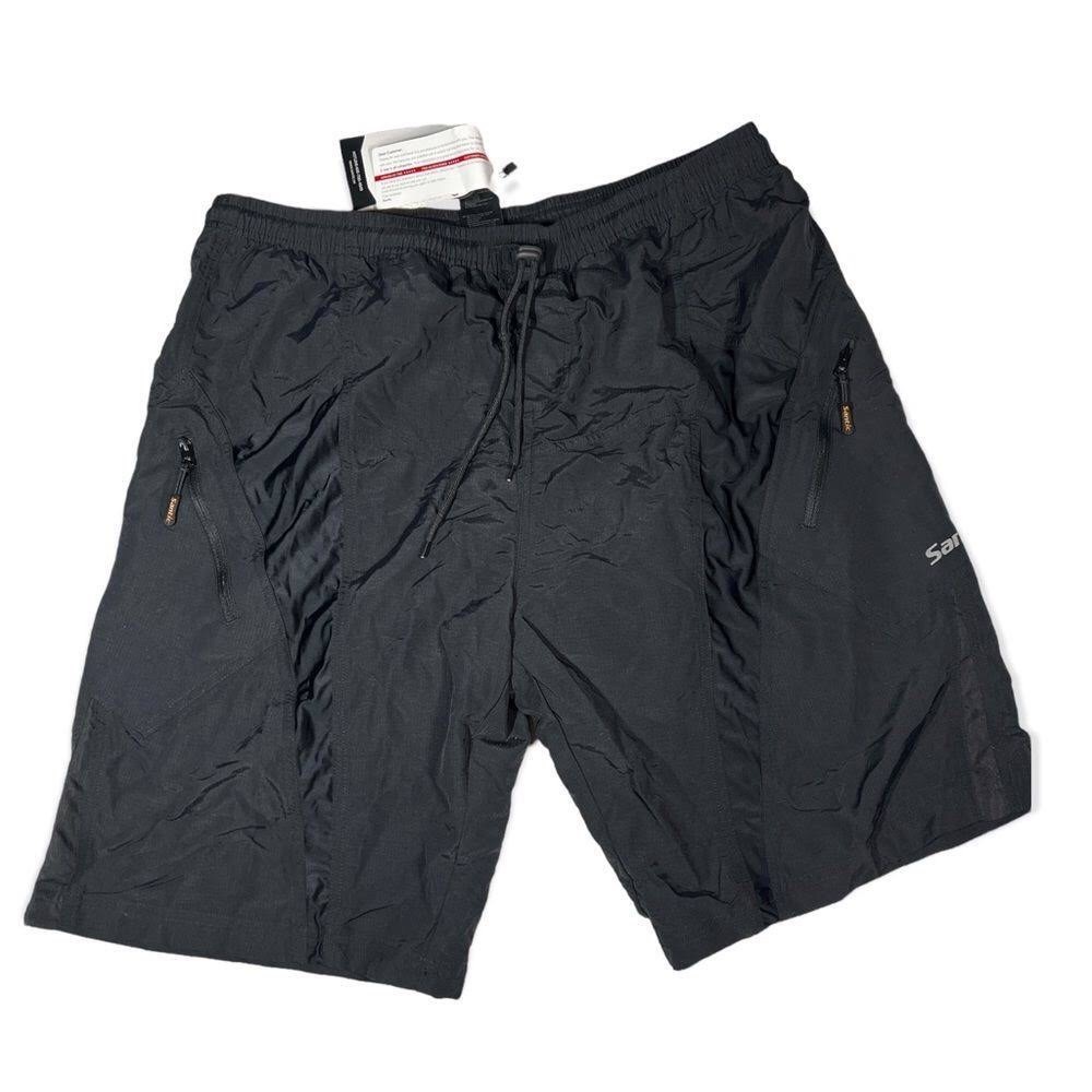 Santic Men’s Padded Cycling Shorts Loose Fit, Black Racing, Marathon, Bike Sport